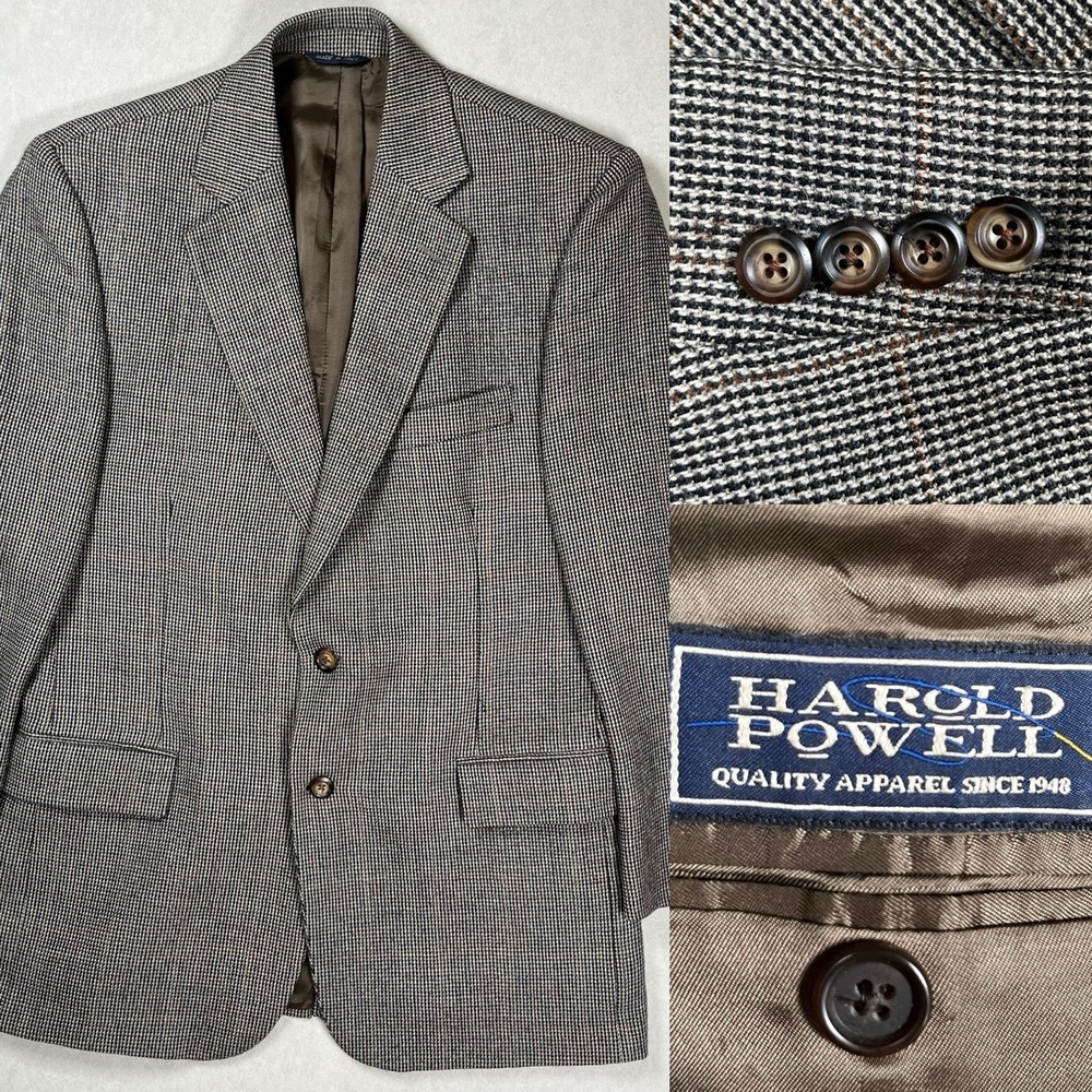 Harold Powell Men's Brown Sport Coat Blazer Two Button Wool Alpaca Italy Sz 40R
